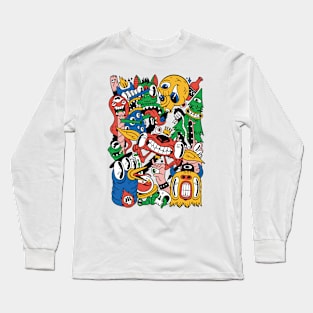 Colorful Collage of Monster Doodles Long Sleeve T-Shirt